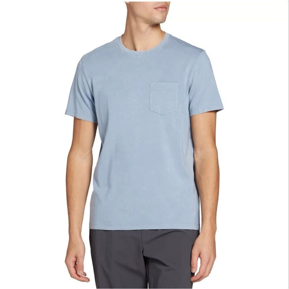 VRST Men's Essential Acid Wash Pocket Tee, Muted Denim  size S NWT
